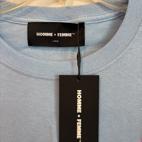 Homme and Femme Light Blue Skeleton Tee mens Large - Picture 2 of 3